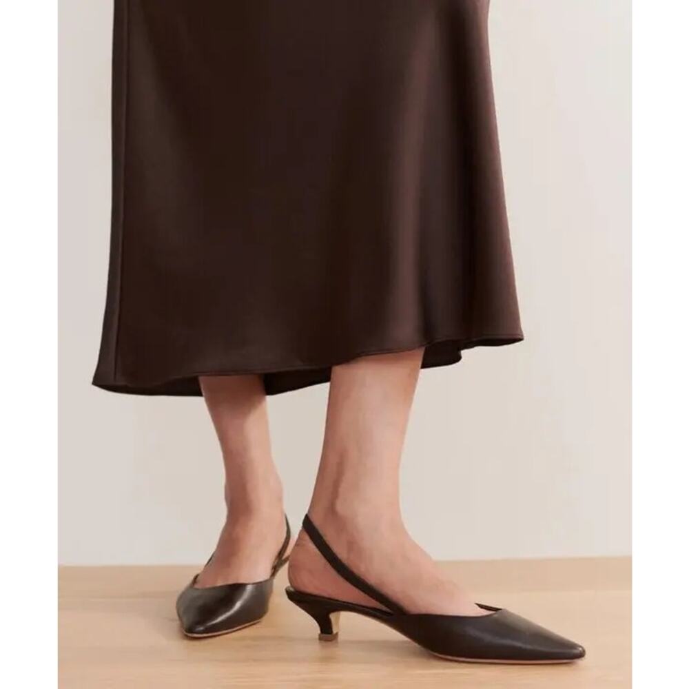 Jenni Kayne Women' Satin Kitten Slingback Heels Black 37/ US Size 7 NWOB - Picture 2 of 12